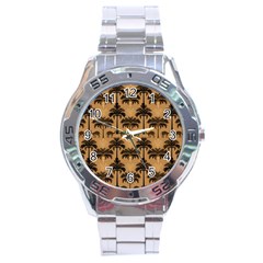 Camel Palm Tree Patern Stainless Steel Analogue Watch