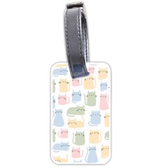Cute Cat Colorful Cartoon Doodle Seamless Pattern Luggage Tag (one Side) by Ravend