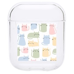 Cute Cat Colorful Cartoon Doodle Seamless Pattern Hard Pc Airpods 1/2 Case by Ravend