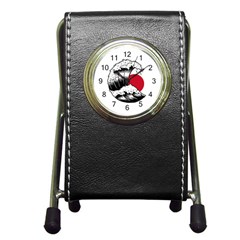 Japanese Sun & Wave Pen Holder Desk Clock