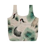 Japanese Crane Painting Of Bird Full Print Recycle Bag (M) Back