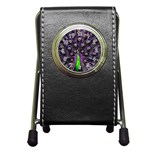 Peacock Bird Color Pen Holder Desk Clock Front