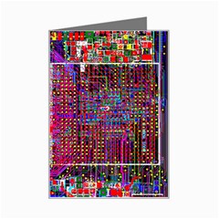 Technology Circuit Board Layout Pattern Mini Greeting Card by Ket1n9
