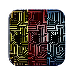 Circuit Board Seamless Patterns Set Square Metal Box (black) by Ket1n9