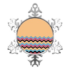 Chevrons Patterns Colorful Stripes Metal Small Snowflake Ornament