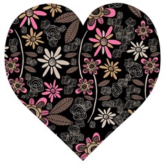 Flower Art Pattern Wooden Puzzle Heart by Ket1n9