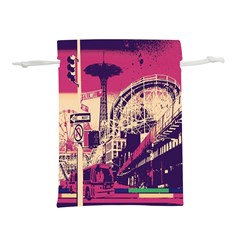 Pink City Retro Vintage Futurism Art Lightweight Drawstring Pouch (s)
