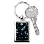 Colorful Abstract Pattern Consisting Glowing Lights Luminescent Images Marine Plankton Dark Backgrou Key Chain (Rectangle) Front