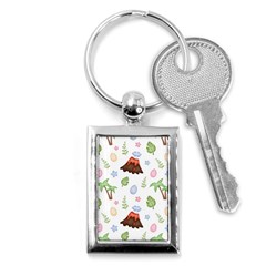 Cute Palm Volcano Seamless Pattern Key Chain (rectangle)