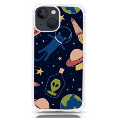Seamless Pattern With Funny Alien Cat Galaxy Iphone 13 Mini Tpu Uv Print Case
