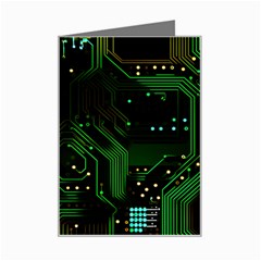 Circuits Circuit Board Green Technology Mini Greeting Card by Ndabl3x