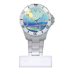 Mountains And Trees Illustration Painting Clouds Sky Landscape Plastic Nurses Watch
