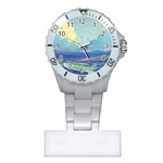 Mountains And Trees Illustration Painting Clouds Sky Landscape Plastic Nurses Watch Front