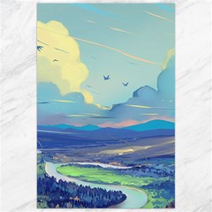 Mountains And Trees Illustration Painting Clouds Sky Landscape Canvas 24  X 36 