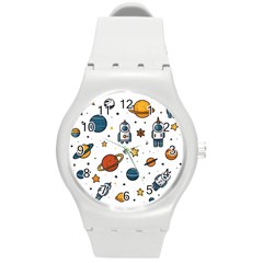 Set Cartoon Symbol Pattern Round Plastic Sport Watch (m)