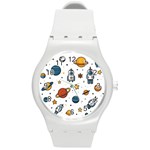 Set Cartoon Symbol Pattern Round Plastic Sport Watch (M) Front