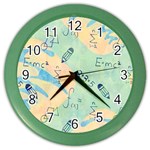 Background School Doodles Graphic Color Wall Clock Front