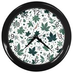 Leaves Nature Bloom Wall Clock (Black) Front