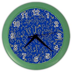 Arrow Doodle Drawing Background Color Wall Clock