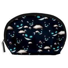 Cat Smile Dark Navy Shine Eyes Accessory Pouch  by CoolDesigns