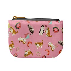Kitty Cat Pink Croissant Food Mini Coin Purse