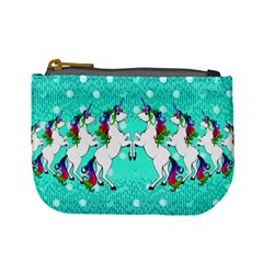 Polka Dots Turquoise Unicorn Seamless Mini Coin Purse