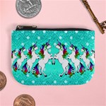 Polka Dots Turquoise Unicorn Seamless Mini Coin Purse Front