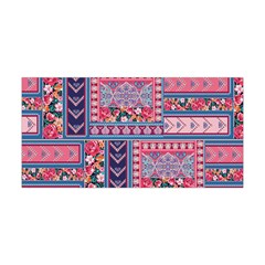 Aztec Floral Patchwork Indigo Pink Yoga Headband by CoolDesigns