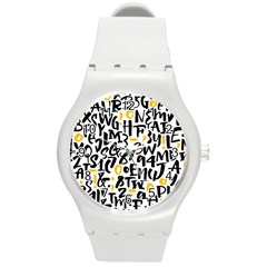Letters Pattern Round Plastic Sport Watch (m)