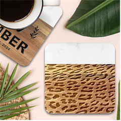 Leopard Print Marble Wood Coaster (square)