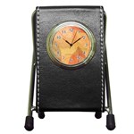 Leaves Patterns Colorful Leaf Pattern Pen Holder Desk Clock Front