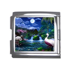 Flamingo Paradise Scenic Bird Fantasy Moon Paradise Waterfall Magical Nature Mega Link Italian Charm (18mm) by Ndabl3x