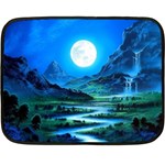 Bright Full Moon Painting Landscapes Scenery Nature Two Sides Fleece Blanket (Mini) 35 x27  Blanket Front