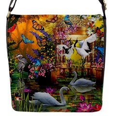 Garden Of Paradise Butterfly Swan Bird Painting Gazebo, Peacock Flower Flap Closure Messenger Bag (s)