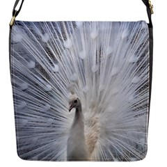 White Peacock Bird Flap Closure Messenger Bag (s)