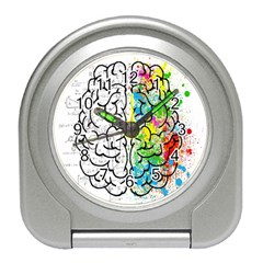 Brain Mind Psychology Idea Drawing Short Overalls Travel Alarm Clock