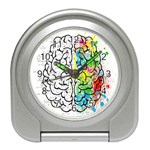 Brain Mind Psychology Idea Drawing Short Overalls Travel Alarm Clock Front