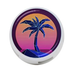 Abstract 3d Art Holiday Island Palm Tree Pink Purple Summer Sunset Water 4-port Usb Hub (two Sides) by Cemarart