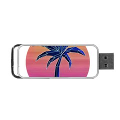 Abstract 3d Art Holiday Island Palm Tree Pink Purple Summer Sunset Water Portable Usb Flash (two Sides)