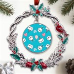 Cat Bunny Metal X mas Wreath Holly leaf Ornament Front