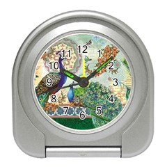 Royal Peacock Feather Art Fantasy Travel Alarm Clock