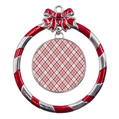 Pink Burberry, Abstract Metal Red Ribbon Round Ornament