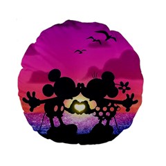 Mickey And Minnie, Mouse, Disney, Cartoon, Love Standard 15  Premium Round Cushions