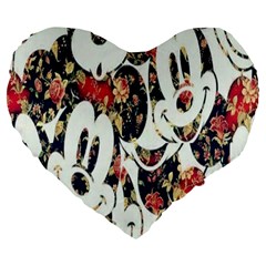 Mickey Mouse, Cartoon, Cartoon Character Large 19  Premium Heart Shape Cushions