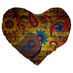 Pattern, Abstract Pattern, Colorful, Large 19  Premium Flano Heart Shape Cushions