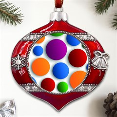 Abstract Dots Colorful Metal Snowflake And Bell Red Ornament