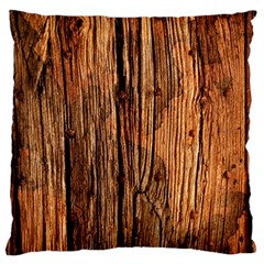 Brown Wooden Texture Large Premium Plush Fleece Cushion Case (one Side)