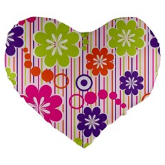Colorful Flowers Pattern Floral Patterns Large 19  Premium Flano Heart Shape Cushions
