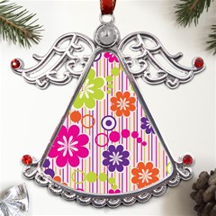 Colorful Flowers Pattern Floral Patterns Metal Angel With Crystal Ornament