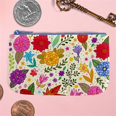Colorful Flowers Pattern, Abstract Patterns, Floral Patterns Large Coin Purse